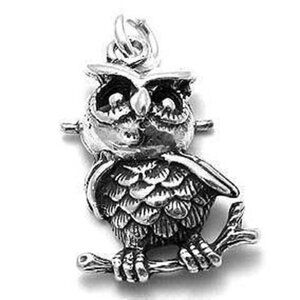 OWL CHARM IN STERLING SILVER.